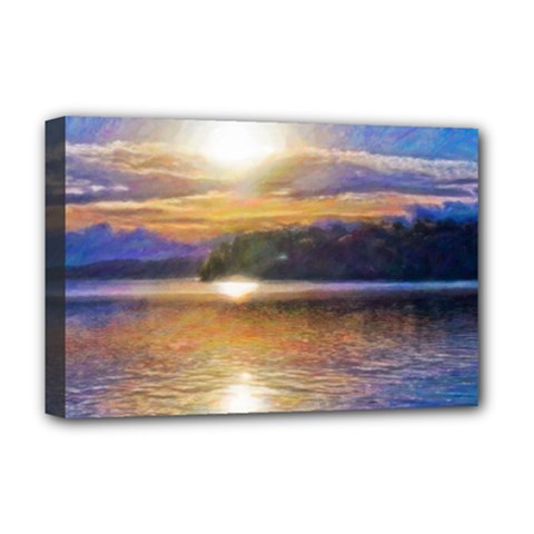 Serene Sunset Over Water Deluxe Canvas 18  X 12  (stretched) by ExtraAwesomeSauce