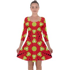 A Red And Yellow Flower With Black Dots Quarter Sleeve Skater Dress by catchydesignhill