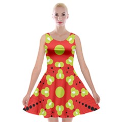 A Red And Yellow Flower With Black Dots Velvet Skater Dress by catchydesignhill