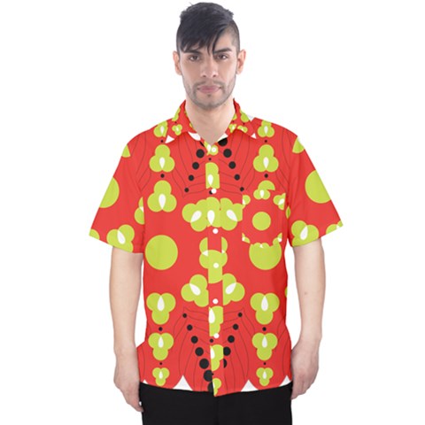 A Red And Yellow Flower With Black Dots Men s Hawaii Shirt by catchydesignhill