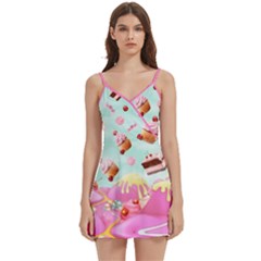 Candyland Body Wrap Sleeveless V-neck Mini Dress by flowerland