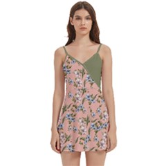 Pink Flower Body Wrap Sleeveless V-neck Mini Dress by flowerland