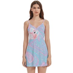 Flamingo Body Wrap Sleeveless V-neck Mini Dress by flowerland