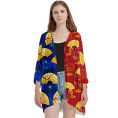 Asian Chinese Open Front 3/4 Sleeve Batwing Chiffon Cardigan Kimono by DimSum