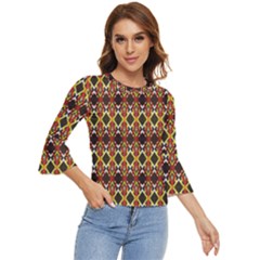 Colorful Geometric Pattern Design Bell Sleeve Top