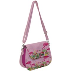 Vintage Beach Flamingos Pink Saddle Handbag by CoolDesigns