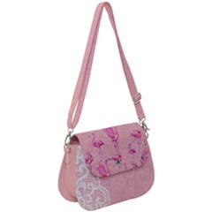 Lace Flamingos Pink Saddle Handbag by CoolDesigns