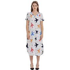 Cute Airplanes Planes T-shirt Midi Dress With Pockets by ConteMonfrey