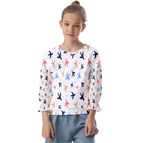 Cute Airplanes Planes Kids  Cuff Sleeve Top by ConteMonfrey