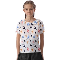 Cute Airplanes Planes Kids  Frill Chiffon Blouse by ConteMonfrey