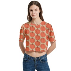 Cute Pumpkin Women s Round Neck Short Sleeve Crop Top by ConteMonfrey