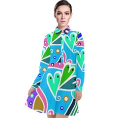 Crazy Pop Art - Doodle Hearts  Long Sleeve Chiffon Shirt Dress by ConteMonfrey