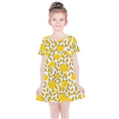 Yellow Flowers Roses On The Wall Lemons Kids  Simple Cotton Dress by ConteMonfrey