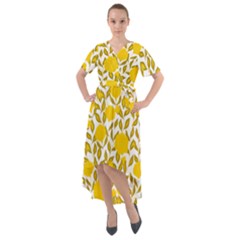 Yellow Flowers Roses On The Wall Lemons Front Wrap High Low Dress by ConteMonfrey