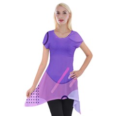 Colorful Labstract Wallpaper Theme Short Sleeve Side Drop Tunic by Apen