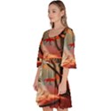 Forest Path Red Nature Velour Kimono Dress View2