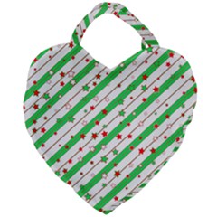 Christmas Paper Stars Pattern Texture Background Colorful Colors Seamless Giant Heart Shaped Tote by Ket1n9