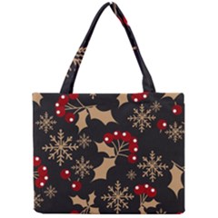 Christmas Pattern With Snowflakes Berries Mini Tote Bag by Ket1n9