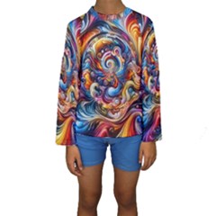 Dynamic Color Vortex Kids  Long Sleeve Swimwear by ExtraAwesomeSauce