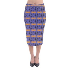 Bitcoin Logo Pattern Velvet Midi Pencil Skirt by ExtraAwesomeSauce