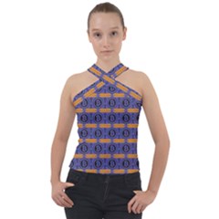 Bitcoin Logo Pattern Cross Neck Velour Top by ExtraAwesomeSauce