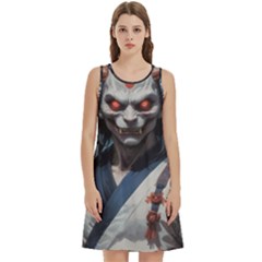 Demon Samurai Round Neck Sleeve Casual Dress With Pockets by AwesomeSauce