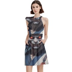 Demon Samurai Cocktail Party Halter Sleeveless Dress With Pockets by AwesomeSauce