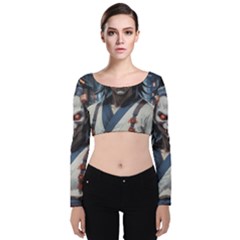 Demon Samurai Velvet Long Sleeve Crop Top by AwesomeSauce