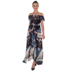 Demon Samurai Off Shoulder Open Front Chiffon Dress by AwesomeSauce