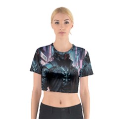 Cyberpunk Demon Samurai Cotton Crop Top by AwesomeSauce