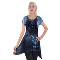 Cyberpunk Demon Samurai Short Sleeve Side Drop Tunic by AwesomeSauce