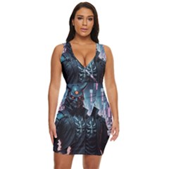 Cyberpunk Demon Samurai Draped Bodycon Dress by AwesomeSauce