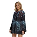 Cyberpunk Demon Samurai Round Neck Long Sleeve Bohemian Style Chiffon Mini Dress View2