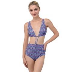 Colorful Sugar Skull Cat Pattern Tied Up Two Piece Swimsuit by ExtraAwesomeSauce