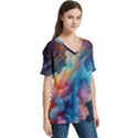 Cosmic Jellyfish Artwork V-Neck Split Shoulder Casual T-Shirt View3