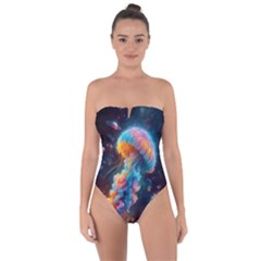 Cosmic Jellyfish Artwork Tie Back One Piece Swimsuit by ExtraAwesomeSauce