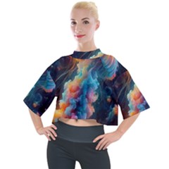 Cosmic Jellyfish Artwork Mock Neck T-shirt by ExtraAwesomeSauce