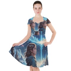 Enchanting Fantasy Night Sky Scene Cap Sleeve Midi Dress With Pockets by ExtraAwesomeSauce