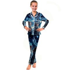 Enchanting Fantasy Night Sky Scene Kids  Satin Long Sleeve Pajamas Set by ExtraAwesomeSauce