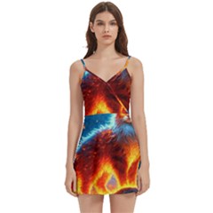 Enchanted Fire Feline Body Wrap Sleeveless V-neck Mini Dress by ExtraAwesomeSauce