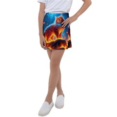 Enchanted Fire Feline Kids  Tennis Skirt by ExtraGoodSauce