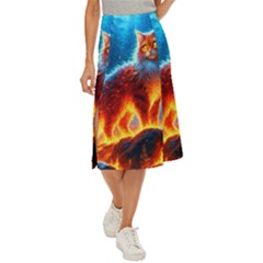 Enchanted Fire Feline Midi Panel Skirt by ExtraAwesomeSauce