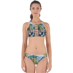 Serene Mountain Waterfall Landscape Perfectly Cut Out Bikini Set by ExtraAwesomeSauce