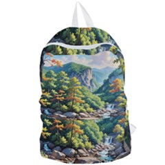 Serene Mountain Waterfall Landscape Foldable Lightweight Backpack by ExtraAwesomeSauce