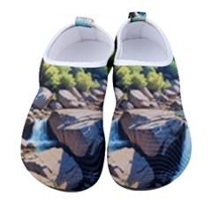 Serene Mountain Waterfall Landscape Men s Sock-style Water Shoes by ExtraAwesomeSauce