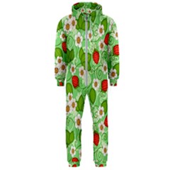 Strawberries Pattern Seamless Hooded Jumpsuit (men) by Posterlux