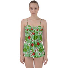 Strawberries Pattern Seamless Babydoll Tankini Set by Posterlux