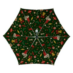 Texture, Pattern, Red, Craciun, Christmas, Hat, Santa, Green Automatic Folding Umbrella With Case (small) by kyorashop23