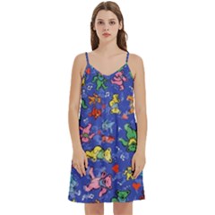 Grateful Dead Dancing Bears Pattern Mini Camis Dress With Pockets by Salmanaz77