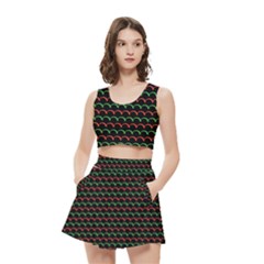 Geometric Abstract Pattern Line Women s Crop Top Pleated Skater Rave Skirt by Salmanaz77